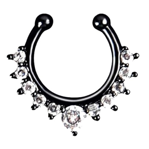 Mädchen Schwarz Weiß Zirkonia Nasenring Nasenstecker aus Edelstahl Nase Ring Piercing Reifen für Frauen Schmuck Lady Geburtstagsgeschenk elegant und beliebt von Generic