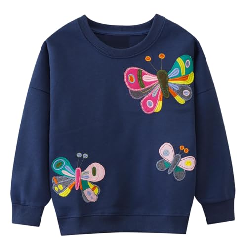 Mädchen Sweatshirt Kinder Süß Cartoon Sweatshirt Pullover Sport Langarm Warm Baumwolle Top Sweatshirt 2-7 Jahre,Gr.92-122 von Generic