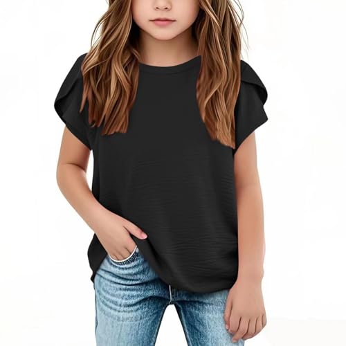 Mädchen T-Shirts Gewellte Ärmel Basic Shirt Sommer Rundhals Kurzarm Tops Einfarbig Lässig Mode Tshirt Freizeit Loungewear Streetwear für Mädchen 3-14 Jahre Mädchen T-Shirts Gewellte Ärmel Basic Shirt Sommer Rundhals Kurzarm Tops Einfarbig Lässig Mode Tshirt Freizeit Loungewear Streetwear für Mädchen 3-14 Jahre von Generic
