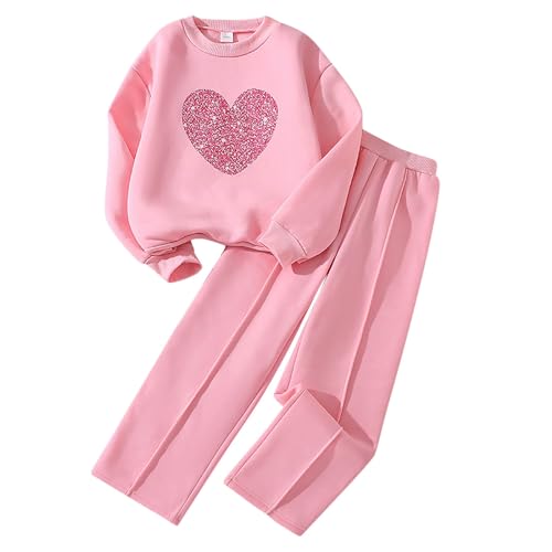 Mädchen Zweiteiler Outfit Set - Unisex SüßE Klamotten Sport Freizeit Mode Kinder Sportkleidung Lässiger Sportanzug Workout Laufen Outfit Geburtstage Geschenk von Generic