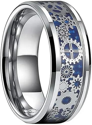 Mädchenprodukte 8mm Wolfram Carbid Stahl Ausrüstung Blau Carbonfaser Ring Schwarzer Verlobungsring Geschenke von Generic