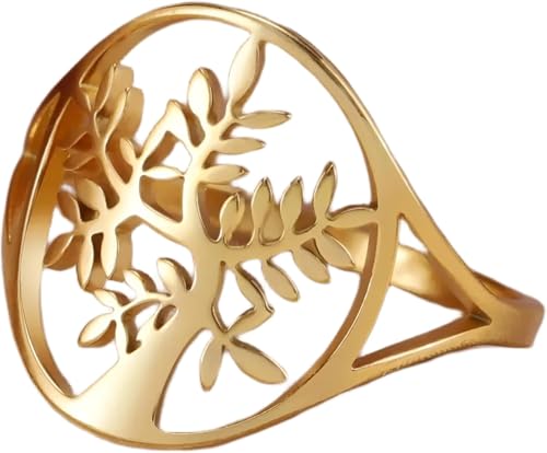 Mädchenprodukte Edelstahlringe Hohlbaum des Lebens Ring für Frauen Mann Personalisiert Engagement Hochzeit Schmuck Geschenke-T32 Geschenke von Generic