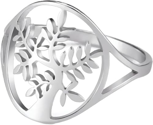 Mädchenprodukte Edelstahlringe Hohlbaum des Lebens Ring für Frauen Mann Personalisiert Engagement Hochzeit Schmuck Geschenke-T32 Geschenke von Generic
