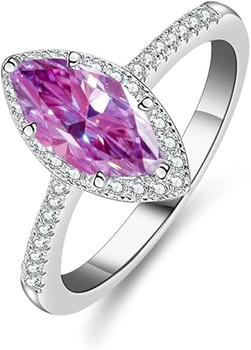 Mädchenprodukte schillern 1 Moissanit Ringe für Frauen Marquise Cut D Farbe S925 Sterling Silber Lab von Generic