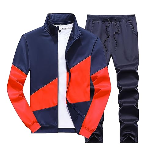 Männer Casual Ring Print Jacke Hose Set Zwei Stück Stehkragen Tasche Mantel Kordelzug Hosen Set Weiche Warme Mantel Hose Set Jogging Weste Herren Weste Leuchtend Sportanzugherren Latex Herren Anzug von Generic