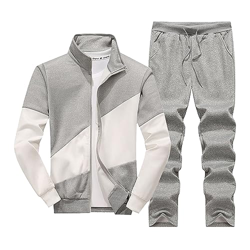 Männer Casual Ring Print Jacke Hose Set Zwei Stück Stehkragen Tasche Mantel Kordelzug Hosen Set Weiche Warme Mantel Hose Set Jogging Weste Herren Weste Leuchtend Sportanzugherren Latex Herren Anzug von Generic
