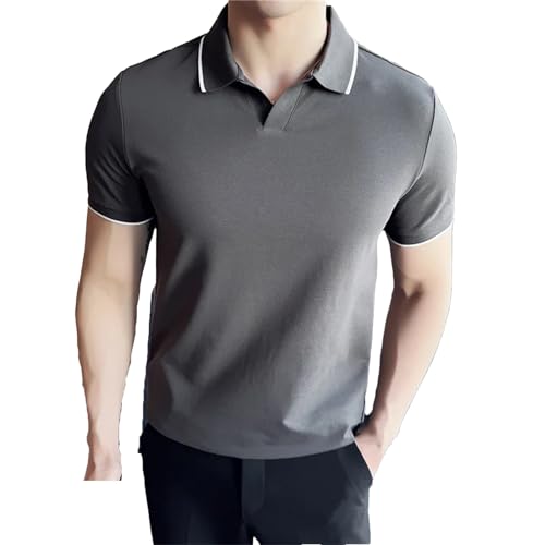 Männer Dünne Solide Casual Slim Fit Kurzarm T Shirt Stilvolle Streetwear Männer Kleidung gray9 XL von Generic