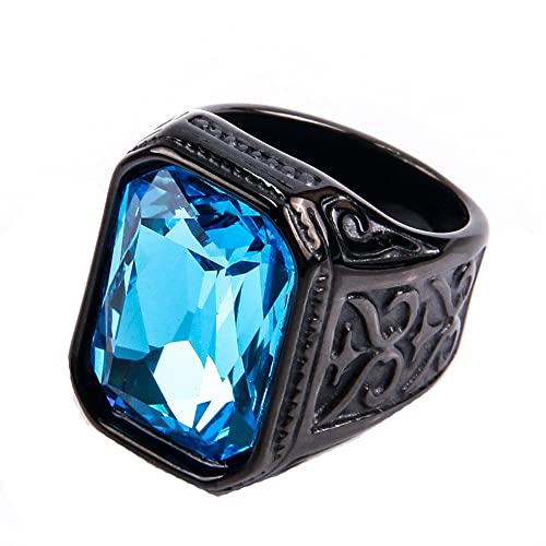 Männer Frauen Edelstahl Edelstein Quadrat Persönlichkeit Ringe Schmuck Jahrestag Multicolor Edelstein von Generic