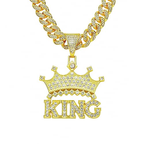 Männer Frauen Hip Hop Crown Brief Anhänger Halskette mit 50cm Legierung Kette Modeschmuck von Generic
