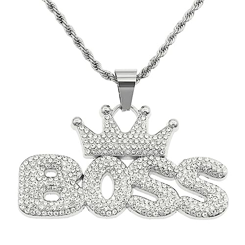 Männer Frauen Hip Hop Crown Brief Anhänger Halskette mit 50cm Legierung Kette Modeschmuck von Generic