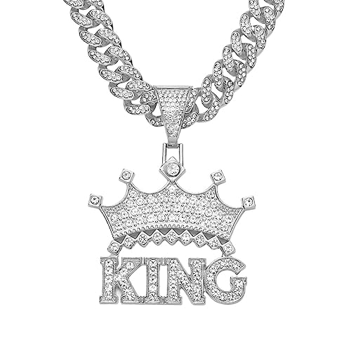 Männer Frauen Hip Hop Crown Brief Anhänger Halskette mit 50cm Legierung Kette Modeschmuck von Generic