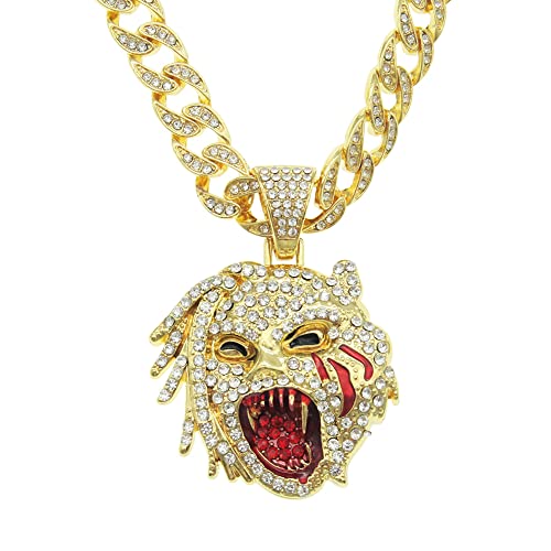 Männer Frauen Hip Hop Leopard Kopf Anhänger Halskette mit 50cm Legierung Kette Modeschmuck von Generic