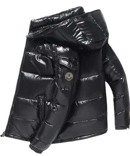 Männer Frauen Kurzmantel Gleiche Daunenjacken Winter Mit Kapuze Verdickte Warme Outwear Kältebeständige Jacke Glänzend, Schwarz , L Männer Frauen Kurzmantel Gleiche Daunenjacken Winter Mit Kapuze Verdickte Warme Outwear Kältebeständige Jacke Glänzend, Schwarz , L von Generic
