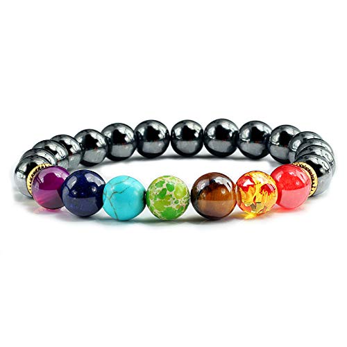 Männer Frauen Perlen Armbänder Armreifen Stein Gebet Charm Buddha Armband Einstellbar Geschenke (Color : H) von Generic