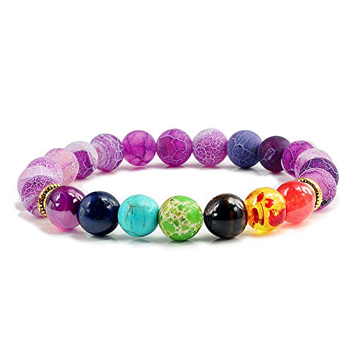 Männer Frauen Perlen Armbänder Armreifen Stein Gebet Charm Buddha Armband Einstellbar Geschenke (Color : T) von Generic