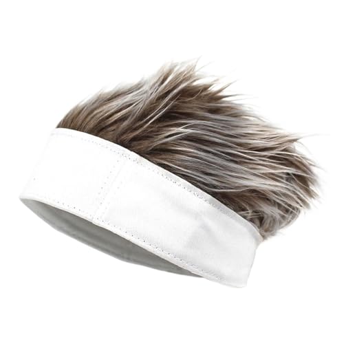 Männer Frauen Perücke Hut Nette Kurze Haar Kappen Weiche Party Outdoor Spaß Uni Perücke Comf (Kaffee-Weiß) von Generic
