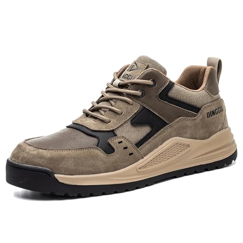 Männer Frauen Sicherheitsschuhe, rutschfeste, atmungsaktive Arbeitsstiefel mit Stahlkappe für Industrie und BAU,Braun,41 EU von Generic