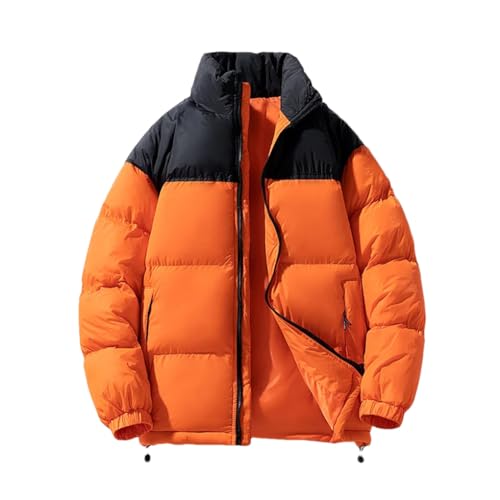 Männer Herbst Winter Warme Verdicken Jacke Puffer Parkas männer Patch Mäntel Vintage Oberbekleidung Harajuku Streetwear, Orange/Abendrot im Zickzackmuster (Sunset Chevron), 4X-Large von Generic