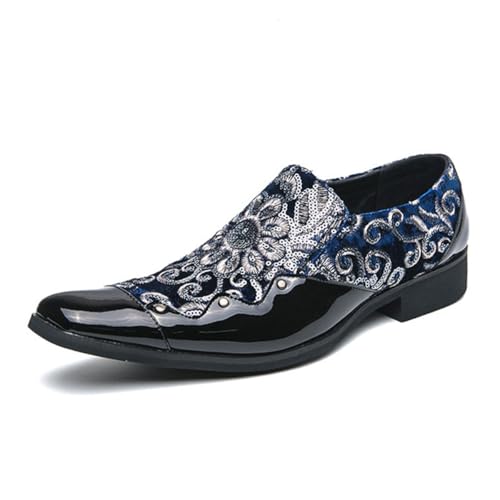 Männer Mode Kleid Business Schuh Spitze Zehe Leder Floral Loafers Slip on Abend Oxford,Blau,40 EU Männer Mode Kleid Business Schuh Spitze Zehe Leder Floral Loafers Slip on Abend Oxford,Blau,40 EU von Generic