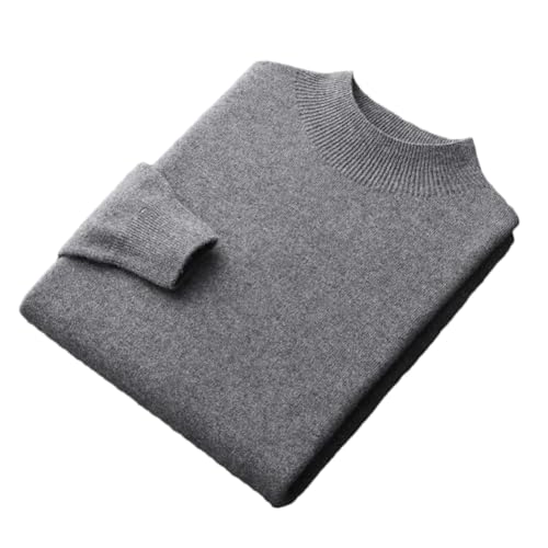 Männer Nahtlose Kaschmir Pullover 100% Merinowolle Strickpullover Business Casual Mock Neck Pullover, Dunkelgrau9, Large von Generic