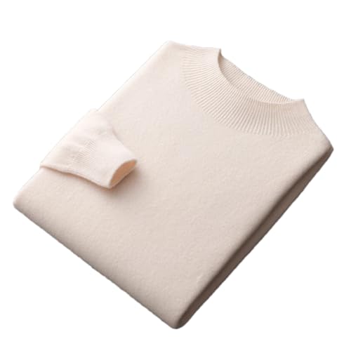 Männer Nahtlose Kaschmir Pullover 100% Merinowolle Strickpullover Business Casual Mock Neck Pullover, beige, XX-Large von Generic