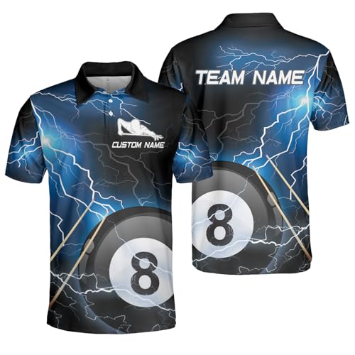 Männer Polo Shirt Personalisiertes 8-Ball-Billard Poloshirt Hochwertige T-Shirt Pflegeleichtes Sport Shirt Für Herren Fahrradreisen Sport XL von Generic