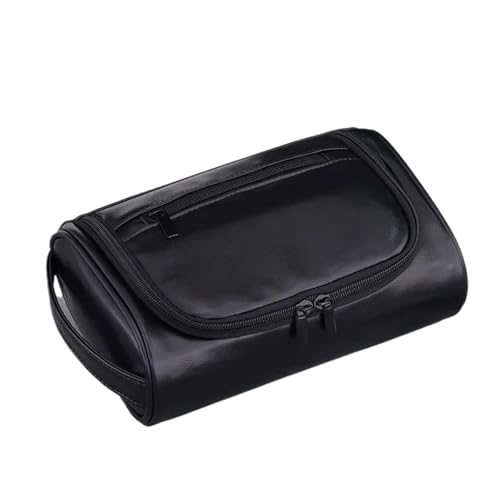 Männer Retro PU Leder Kosmetiktaschen Reise Kulturbeutel Weibliche Make-Up(Black) von Generic