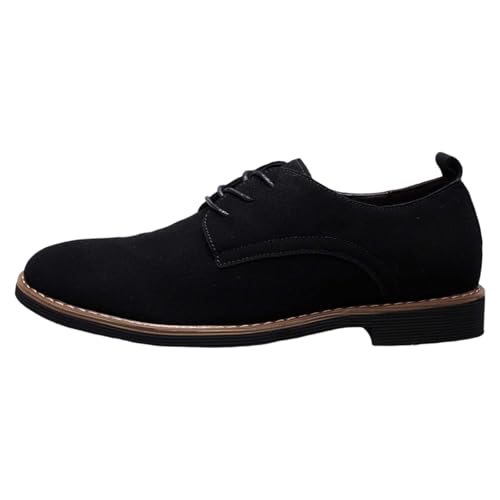 Männer Smart Monk Brogues Plain Toe Schwarz Brüniert Low-Top Sneaker Anti-Rutsch Casual Business Schuhe Zum Reinschlüpfen Lässige Bootsschuhe Kunstleder-Loafer Block Heel von Generic