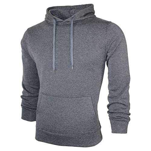 Männer Solid Color Baggy Fleece Outdoor Athletic Hoodie Basic Baggy Langarm Kordelzug Pullover Fall Fit Outwear (Dunkelgrau,XL) von Generic