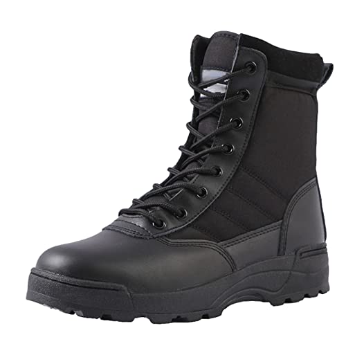 Männer Stiefel Bequeme Mode Atmungsaktive Schnürung Einfarbig Outdoor Winter Herren Schuhe Schlüpfer (Black, 43) von Generic