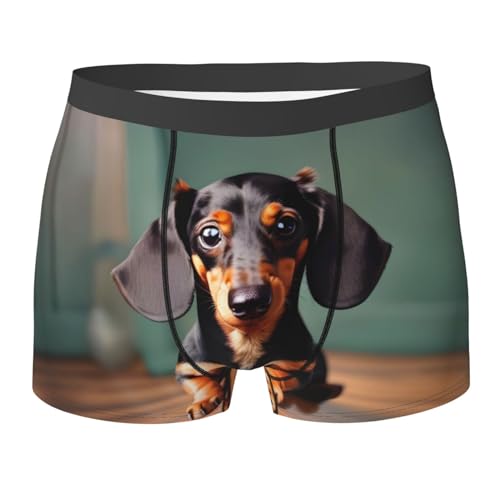 Männer Unterwäsche Süßer Dackel Duggee Print Herren Unterwäsche Personalisiert Boxershorts Boxer Atmungsaktiv Unterhose Für Mann, Ehemann, Vater L von Generic