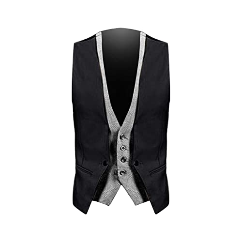 Männer V-Ausschnitt Ärmellose Mode Jacke Weste Single Breasted Business Casual Slim Fit Weste Hochzeit Abschlussball Herren Anzugweste mit Schichten Western Slim Fit Layered Herrenweste von Generic