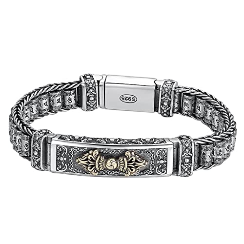 Männer Vintage Armband mit drehbaren Vajra Stößel Viel Glück Amulett Sechs Zeichen Armbänder Doppel Schutz Reichtum Liebe Armreif Vatertag Geschenk,20cm von Generic