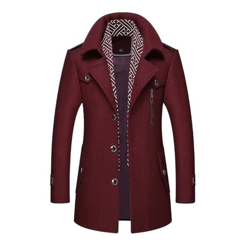 Männer Warmer Wollmantel Herren Wintermantel Slim Fit Zweiteiliger Mantel für Business Freizeit Wollmantel mit Stehkragen Peacoat Business Slim Fit Jacke von Generic