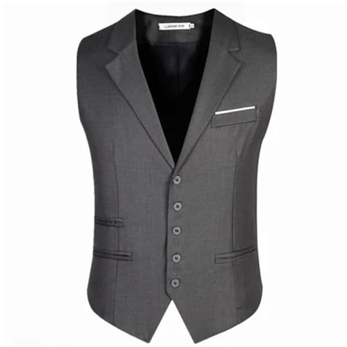 Männer Westen Für Slim Fit Anzug Weste Männliche Weste Gilet Homme Ärmellose Formale Business Jacke gray9 5XL von Generic
