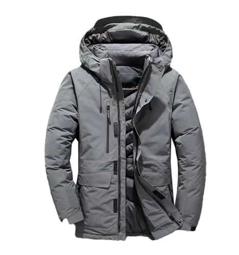 Männer Winter Dicke Weiße Ente Daunenjacke Kurzen Stil Mit Kapuze Winter Daunenjacke Warme Pufferjacke Light gray9 L von Generic