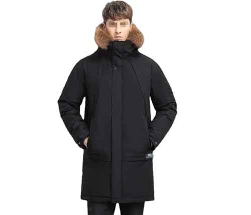 Männer Winter Warme Mittellange Fell Kapuze Dicken Mantel Business Parka Plus Größe Daunenjacke von Generic