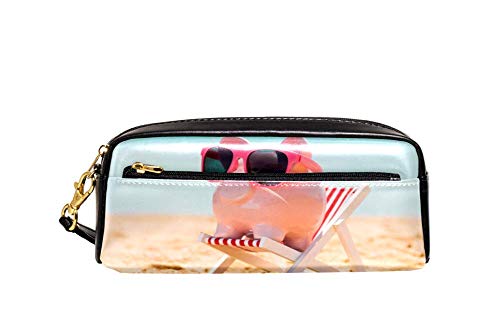 Mäppchen Urlaubsschwein Mit Sonnenbrille Federmappe Strapazierfähig Federmäppchen Große Kapazität Tasche Für Schulsachen College-Studenten Damen von Generic