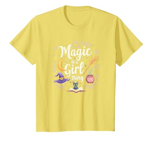 Magie ist Mädchensache: Witchy Whimsy für Zauberinnen T-Shirt, Kinder, Gelb, 152 von Generic
