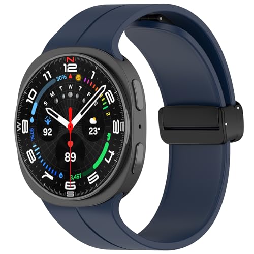 Magnet Silikon Armband kompatibel mit Samsung Galaxy Watch 8 Classic 46mm,Schnellverschluss Uhrenarmband mit magnetischer Faltverschluss,Wasserdichtes Sport Ersatz Ersatzarmband (Blau) von Generic