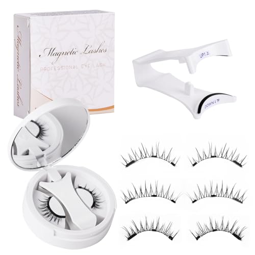Magnetic Lashes Magnetische Wimpern mit Zange Künstliche Magnetisch Lashes Magnet Look Wiederverwendbar Magnetwimpern Kit ohne Eyeliner Magnet Wimpern Natürlicher Look für Tägliches Make-up Party von Generic