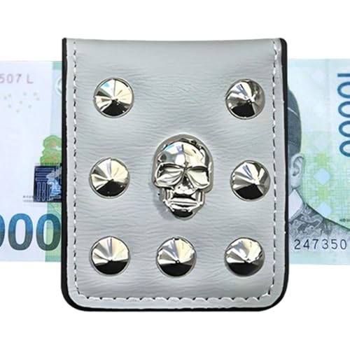 Magnetische Geldklammer für Herren, Geldbörse mit magnetischer Geldklammer | magnetische Geldbörse mit Geldklammer, Geldbörse im Punk-Stil, magnetische Geldklammer mit Tasche, Hülle, hellgrau, Se von Generic