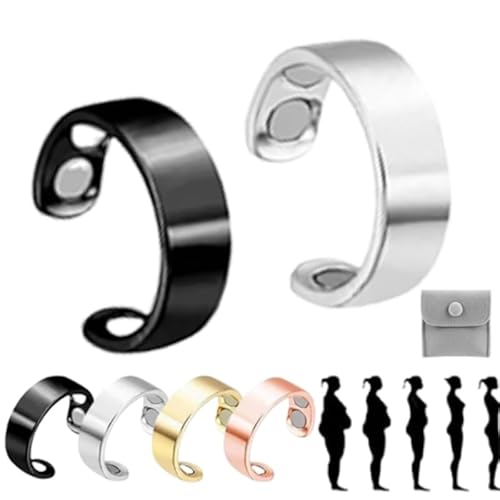 Magnetischer Wellnessring für Damen und Herren, mit 4 starken Magneten, verstellbar, offen, Edelstahlringe, leicht und wasserabweisend, 2 Stück, Zink-Edelstahl (lang anhaltender Glanz), nein von Generic