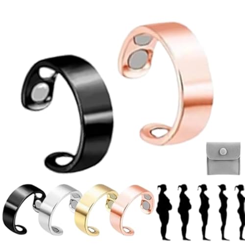 Magnetischer Wellnessring für Damen und Herren, mit 4 starken Magneten, verstellbar, offen, Edelstahlringe, leicht und wasserabweisend, 2 Stück, Zink-Edelstahl (lang anhaltender Glanz), nein von Generic