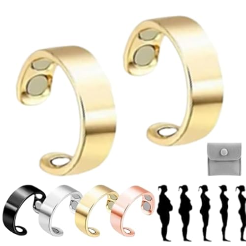 Magnetischer Wellnessring für Damen und Herren, mit 4 starken Magneten, verstellbar, offen, Edelstahlringe, leicht und wasserabweisend, 2 Stück, Zink-Edelstahl (lang anhaltender Glanz), nein von Generic