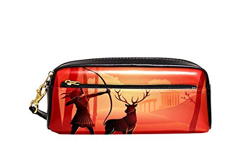 Make-Up Tasche Antike Frauen Beim Bogenschießen Mit Hirsch Federmappe Tragbar Tasche Premium Federmäppchen Für Erwachsene Jungen Student von Generic