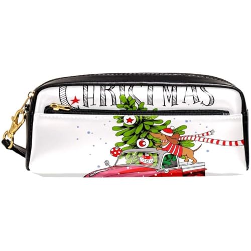 Make-Up Tasche Frohe Weihnachten, Auto Und Hund Stifte-Organizer Mit Reißverschluss Bleistiftetui Strapazierfähig Mäppchen Für College-Studenten Schule Studenten von Generic