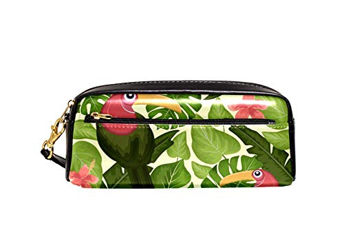 Make-Up Tasche Tropische Tukanvögel In Blättern Tasche Mit Reißverschluss Bleistift Beutel Tragbar Stifthalter Für Teenager Erwachsener Mädchen von Generic