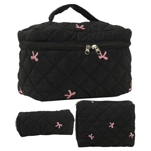 Make -up -Beutel -Set, Multifunktional Make -up -Beutel -Set - Gesteppte Kosmetiktasche für das Reisen, 3X Baumwoll -Make -up -Tasche Reisen Toilettenbeutel für Frauen von Generic