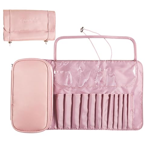 Make-up-Pinsel-Organizer für Reisen - Kosmetikbeutelorganisator, Bürstentasche für Roll-up-Pinsel, tragbar, wasserdicht, Make-up-Pinseletui, Rosa, riferimento alla descrizione, Siehe Beschreibung von Generic